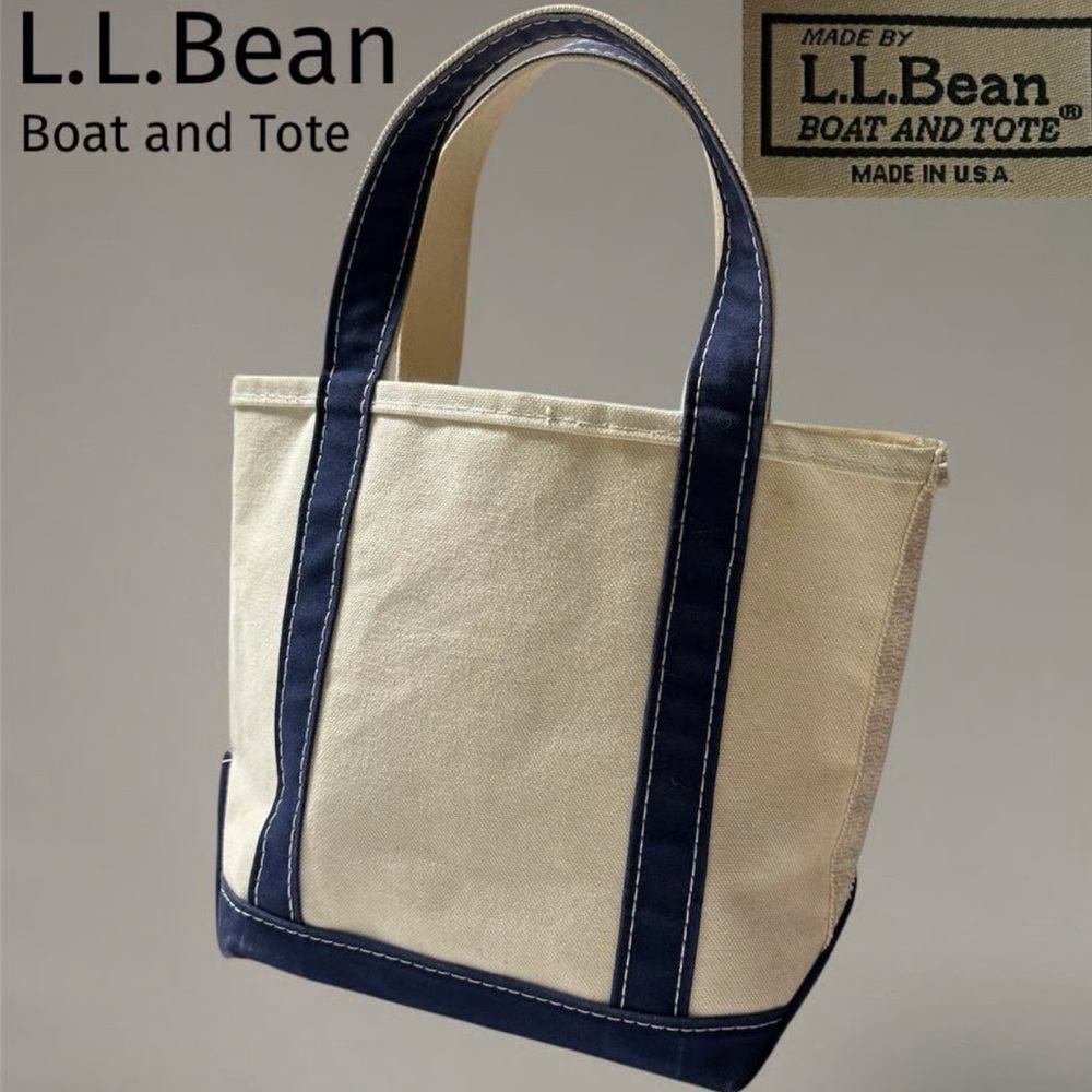 Vintage🇺🇸L.L. Bean Boat & Tote Canvas Blue/Tan ✨EUC! 1990’s Y2K MAINE USA